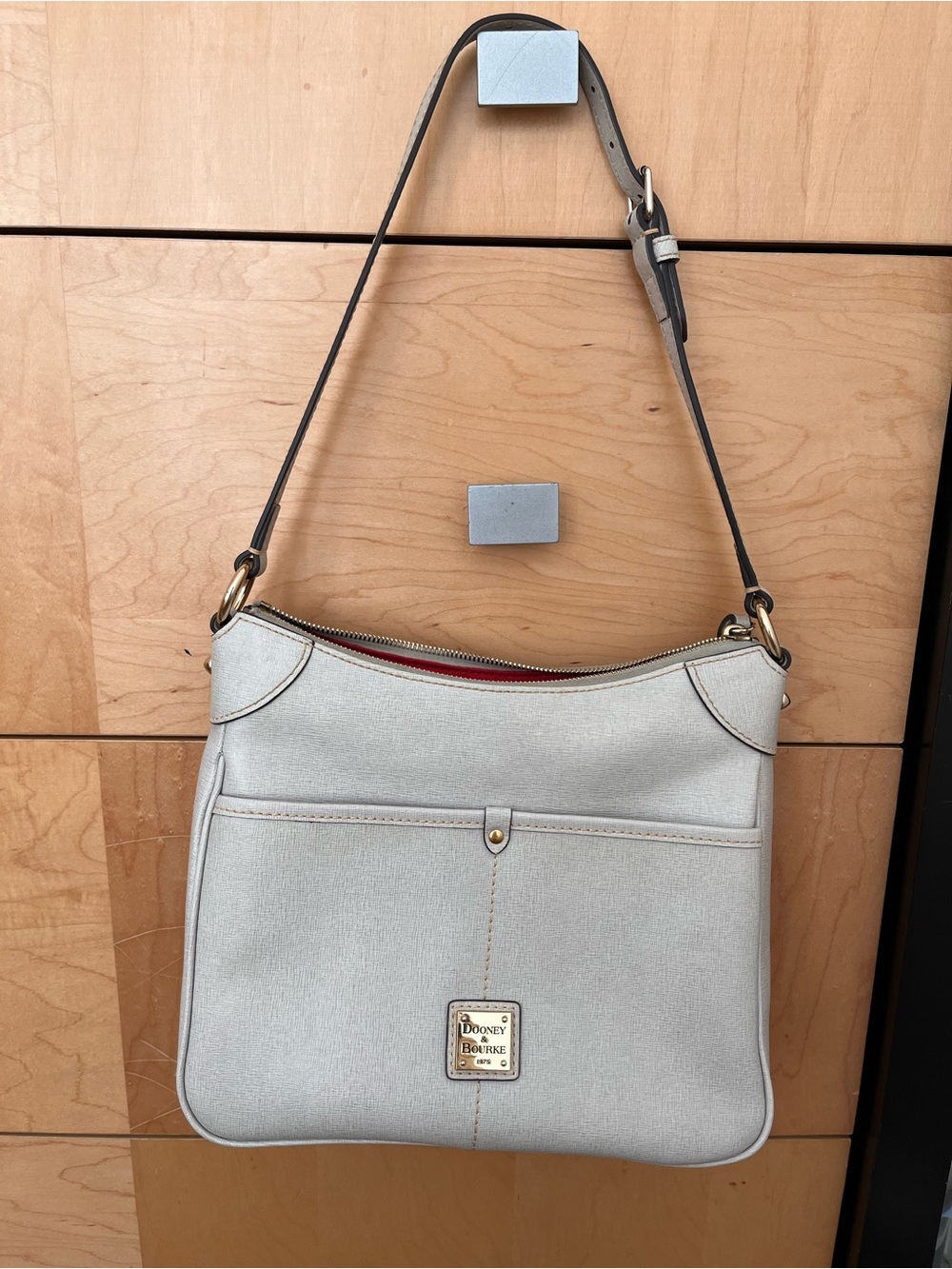 Dooney & Bourke Cream Shoulder Hobo with Red Interior